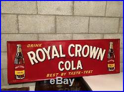 LARGE VINTAGE ORIGINAL 1951 ROYAL CROWN RC COLA SODA SIGN 54 x 18 NR MINT NEHI