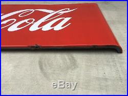LARGE Vintage Metal Coke Sign 1950's Sled Sign Porcelain Soda Sign 68x24