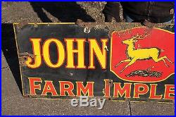 Large Vintage 1930's John Deere Farm Implements 2 Sided 72 Porcelain Metal Sign