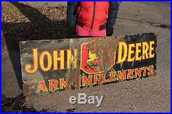 Large Vintage 1930's John Deere Farm Implements Tractor 72 Porcelain Metal Sign