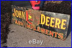 Large Vintage 1930's John Deere Farm Implements Tractor 72 Porcelain Metal Sign