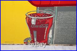 Large Vintage 1939 Coca Cola Soda Fountain Pop 2 Sided 26 Porcelain Metal Sign