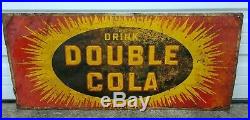 Large Vintage 1940's Double Cola Soda Pop Gas Station 40 Embossed Metal Sign