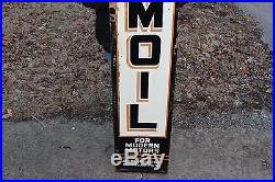 Large Vintage 1940's Filmoil Motor Oil Gas Station 71 Embossed Metal Sign
