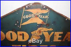 Large Vintage 1940's Goodyear Tires Tire Gas Station 48 Porcelain Metal Sign