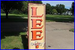 Large Vintage 1940's Lee Tires Tire Gas Station Oil 72 Embossed Metal Sign