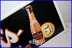 Large Vintage 1940's Nesbitt's 5c Orange Soda Pop Bottle 55 Embossed Metal Sign