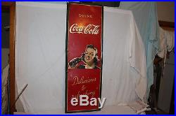 Large Vintage 1942 Drink Coca Cola Soda Pop Bottle Gas Station 54 Metal Sign