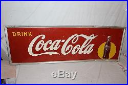 Large Vintage 1948 Drink Coca Cola Soda Pop Bottle 54 Embossed Metal Sign