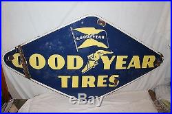 Large Vintage 1948 Goodyear Tires Tire Gas Station Oil 60 Porcelain Metal Sign