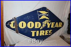 Large Vintage 1948 Goodyear Tires Tire Gas Station Oil 60 Porcelain Metal Sign