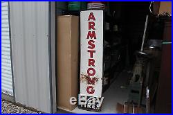 Large Vintage 1950's Armstrong Tires Gas Station Oil 72 Embossed Metal Sign