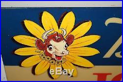 Large Vintage 1950's Borden's Ice Cream Elsie Cow 2 Sided 25 Lighted Metal Sign