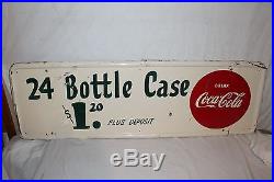 Large Vintage 1951 Coca Cola Soda Pop 24 Bottle Case $1.20 Metal 50 Sign