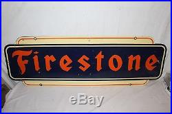 Large Vintage 1951 Firestone Tires Tire Gas Station Oil 2 Sided 48 Metal Sign