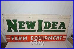 Large Vintage 1953 New Idea Farm Equipment Tractor 2 Sided 48 Metal Sign