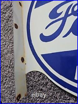 Large Vintage 1960 Ford Motor Parts Porcelain Double-sided Flange Sign