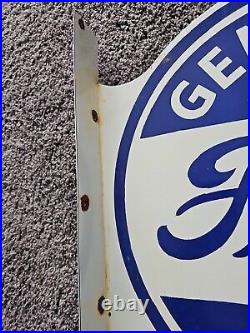 Large Vintage 1960 Ford Motor Parts Porcelain Double-sided Flange Sign