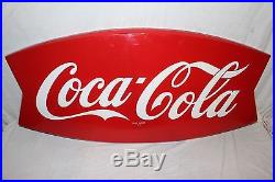 Large Vintage 1964 Coca Cola Fishtail Soda Pop Gas Station 42 Metal SignNice