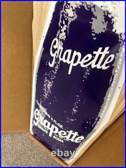 Large Vintage 1970's Grapette Grape Soda Pop 42.5 Embossed Metal Sign CLEAN