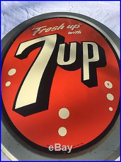 Large Vintage 7-UP Advertising Metal Sign Stout Sign Co #3010 62 Collectible EUC
