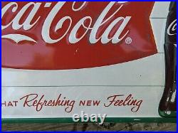 Large Vintage Coca-cola Soda Gas Metal Sign Coke 27.5 X 19.5