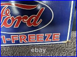 Large Vintage Ford Anti-freeze Porcelain Metal Advertising Sign 24 X 14