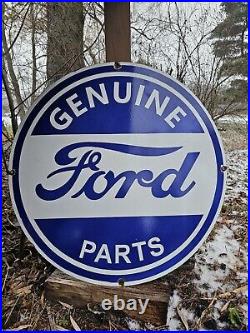 Large Vintage Ford Motor Company Genuine Parts Porcelain Dealer Sign 30