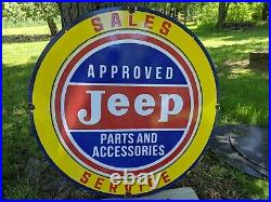 Large Vintage Jeep Parts Dealer Car Suv Porcelain Dealership Metal Sign 30