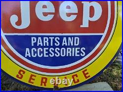 Large Vintage Jeep Parts Dealer Car Suv Porcelain Dealership Metal Sign 30