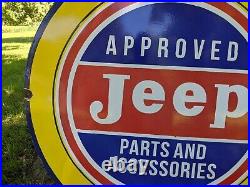 Large Vintage Jeep Parts Dealer Car Suv Porcelain Dealership Metal Sign 30