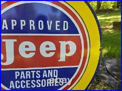 Large Vintage Jeep Parts Dealer Car Suv Porcelain Dealership Metal Sign 30