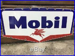 Large Vintage Mobil Oil Double Sided Porcelain Sign