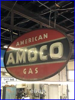 Large Vintage Porcelain Amoco Double Sided Sign 8ft Long