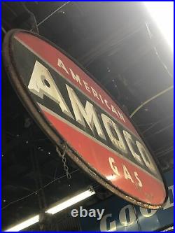 Large Vintage Porcelain Amoco Double Sided Sign 8ft Long