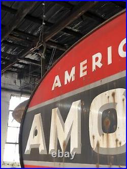 Large Vintage Porcelain Amoco Double Sided Sign 8ft Long