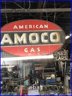 Large Vintage Porcelain Amoco Double Sided Sign 8ft Long