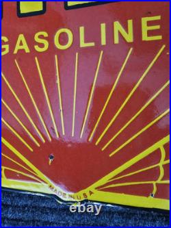 Large Vintage Shell Gasoline Double-sided Porcelain Flange Sign 17