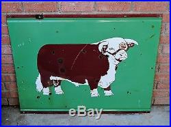 Large Vintage Sign Texas Hereford Associasion Porcelain 38 X 30 Double Sided