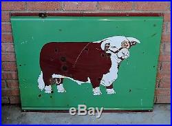 Large Vintage Sign Texas Hereford Associasion Porcelain 38 X 30 Double Sided