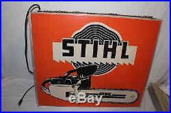 Large Vintage Stihl Chain Saws Farm Tool Gas Oil 2 Sided 29 Lighted Metal Sign