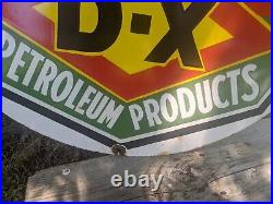 Large Vintage Sunray D-x Gasoline Porcelain Gas Pump Metal Sign 30