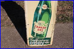Large Vintage c. 1950 Canada Dry Ginger Ale Soda Bottle 56 Embossed Metal Sign