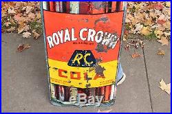 Large Vintage c. 1950 RC Royal Crown Cola Soda Pop Bottle 59 Embossed Metal Sign