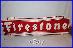 Large Vintage c1960 Firestone Tires Gas Station 2 Sided 48 Metal SignVery Nice