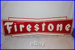 Large Vintage c1960 Firestone Tires Gas Station 2 Sided 48 Metal SignVery Nice