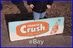 Large Vintage c1960 Orange Crush Soda Pop Bottle Gas Oil 54 Embossed Metal Sign