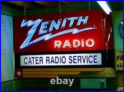 Large Zenith Radio Porcelain Neon Sign Vintage Stunning