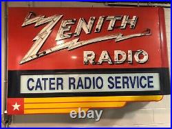Large Zenith Radio Porcelain Neon Sign Vintage Stunning