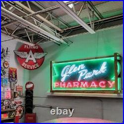 Large original skin (refurbished neon) vintage advertising Glen Park Pharmacy
